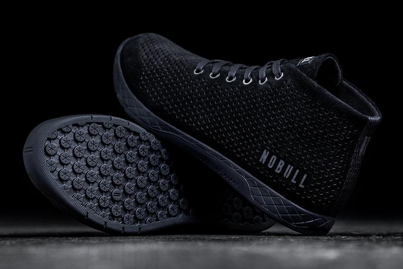 Men's Nobull Suede Mid Trainers Black | SG K2190O